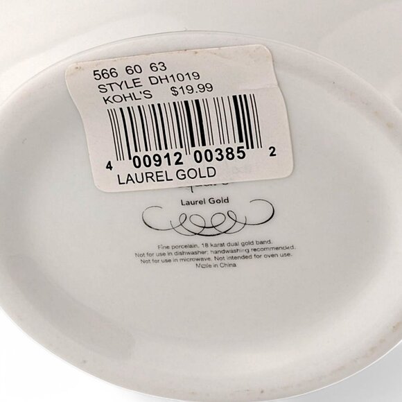 St. Nicholas Square Gravy Boat Laurel Gold Fine Porcelain 18 Karat Dual Band - Picture 8 of 11